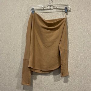 Tan Asymmetrical long sleeve top